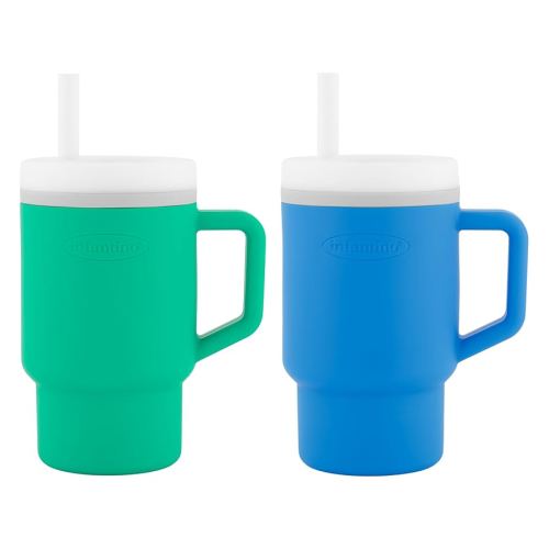 Infantino My 1st Tumbler – Adorable Miniature Tumblers with Leak-Resistant Straw and Toddler-Friendly Handle, Encourages Hydration, Easy to Clean, 9 fl. oz, 2 Pack, Alpine & Ocean