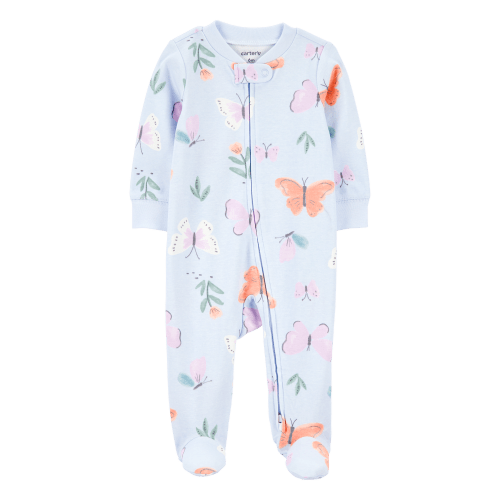 Baby Girl Butterfly 2-Way Zip Cotton Sleep & Play Pajama - Blue | Carter's
