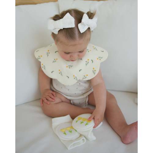Organic Muslin 7-Layer Dribble Bib - Yellow Florals