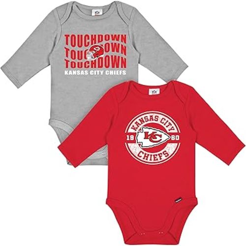 Gerber NFL unisex-baby Nfl 2-pack Long Sleeve Onesie Bodysuit