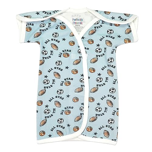 Perfectly Preemie Boy's & Girl's Open-Shoulder Short-Sleeve Ultra Soft NICU Gown - NICU Friendly - Teeny (2-4lbs)