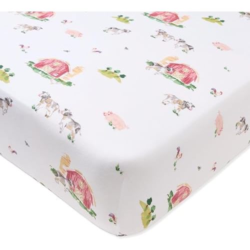Burt's Bees Baby Organic Cotton Fitted Crib Sheet, Unisex Baby Bedding