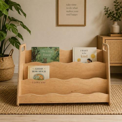 Montessori Bookshelf | Personalized Book Rack | Front Facing Kids Bookcase | Wooden Nursery Book Storage