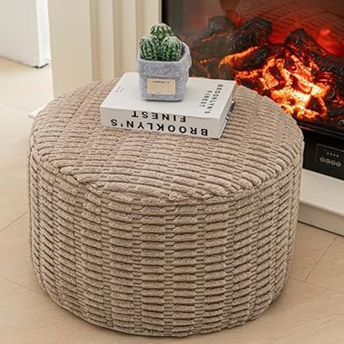 Asuprui Pouf Ottoman Stuffed Round Modern Foam Filled Ottoman Foot Rest Poufs for Living Room Chair Decorative Boho Foot Stool for Wedding Christmas Party