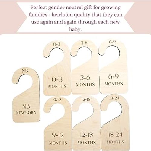 Modern Double-Sided Baby and Toddler Closet Dividers, Nursery Closet Organizers – Set of 7 Durable Child Closet Size Dividers Decor