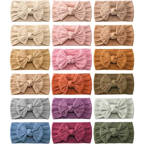 jollybows 18pcs Baby Nylon Headbands Hair Bow Elastics Hairbands Hair Accessories for Baby Girls Newborn Infant Toddlers Kid