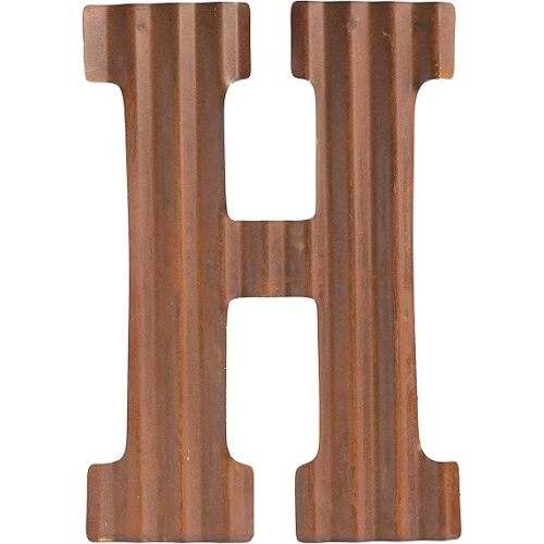 COLLECTIVE HOME - 12" Metal Letters for Wall Decor, Corrugated Rusty Letters, Rustic Hanging Wall Decor, Monogram Hanging Farmhouse Decor, Alphabet Signs for Office Bedroom Living Room Kitchen (H)