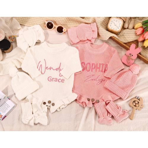 Personalized Embroidered Baby Ruffle Romper,Custom Knitted Infant Name Newborn Romper,Baby Shower Gift,First Birthday Outfit,Girl Jumper