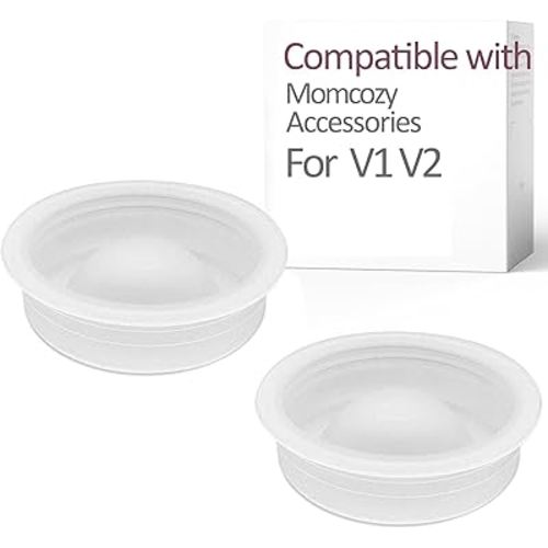 Replacement 2 Piece Silicone Membrane/Diaphragm Compatible with Momcozy V1 / V2 Wearable Breast Pump, Momcozy V2 Pump Seal, Accessories Made by Durceler, Not Original Momcozy V1 Pump Parts, White