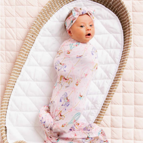 Carousel Wishes Swaddle & Headwrap Set