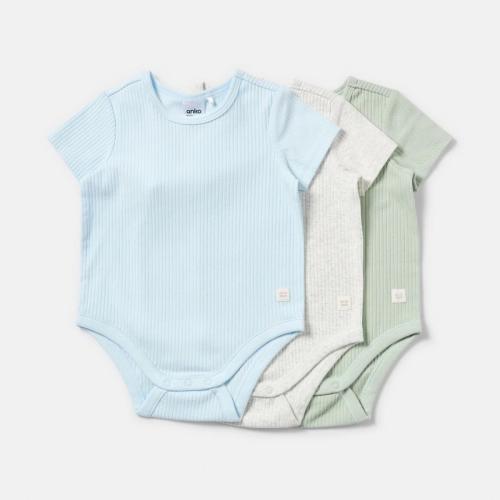 3 Pack Short Sleeve Rib Bodysuits - Kmart
