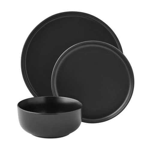 Mainstays Alessandra 12-Piece Stoneware Dinnerware Set Matte Black
