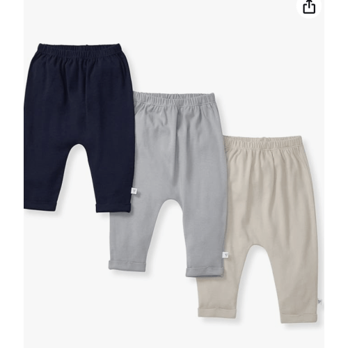 Burt's Bees Baby Unisex Knit Jogger Pants, 3-Pack Baby Sweatpants, 100% Organic Cotton Infant Bottoms