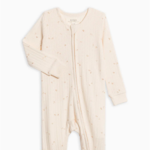 Maya Brushed Back Pointelle Footed Zipper Sleeper