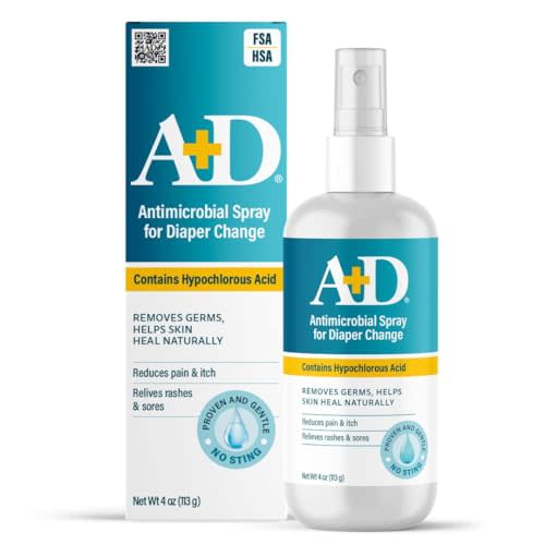 A+D Antimicrobial Hydrogel Spray with Hypochlorous Acid Spray for Skin, 4oz | Removes Germs, Helps Heal Skin Naturally, Relieves Diaper Rash & Sores, Reduces Pain & Itch, Sting-Free, Safe for All Ages