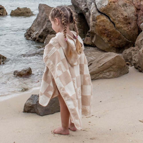 Kids hooded terry beach towel