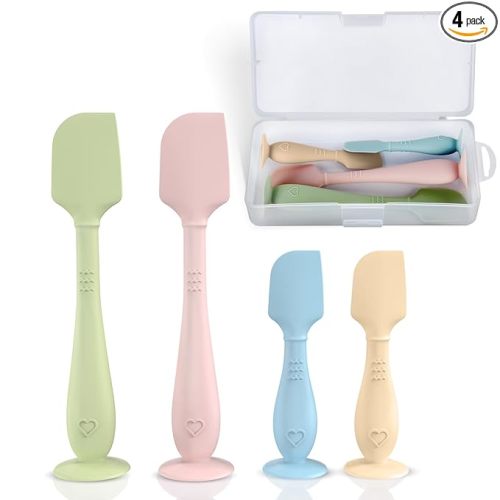 4-Pack Diaper Cream Spatula with Travel Case, Soft Baby Butt Spatula – Silicone Butt Paste Spatula, Convenient Diaper Spatula, Ideal Baby Shower Gift