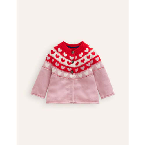 Edie Fair Isle Cardigan-Almond Pink Hearts | Boden USA