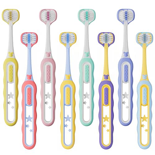 EASICUTI Soft Toddler Toothbrushes, Efficient 3 Sided Toothbrush, 8 Pack | Baby Toothbrush 12 Months and up, Infant Toothbrush, Toddler Training Tooth brush for Ages 2-12 Years,Cleans All Sides,Patent