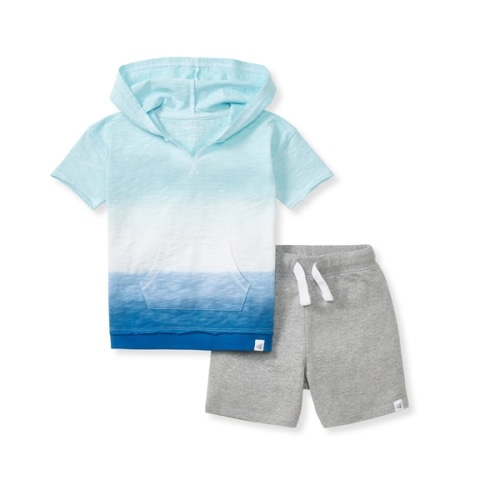 Double Dip Dye Baby Boy Hooded Top & Shorts Set - 18 Months