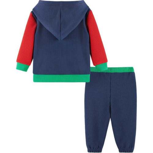Infant Hooded Lounge Set, Navy Waffle - Andy & Evan | Maisonette