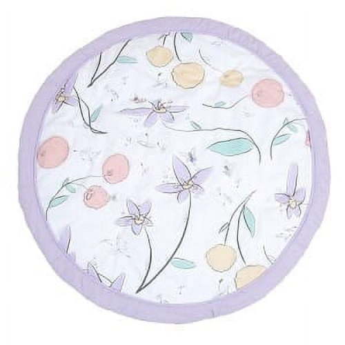 JumpOff Jo - Round Baby Floor Mat for Tummy Time, Portable and Travel Play Mat, 36" Diameter - Fairy Blossom Floral