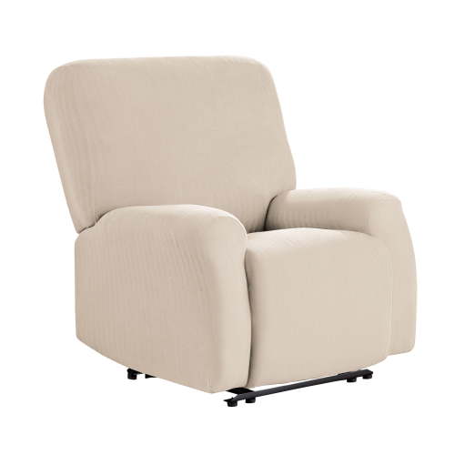 Mainstays Herringbone Stretch-to-Fit Fabric Recliner Slipcover, 4-Piece, Tan