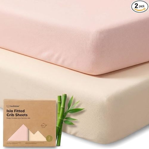 KeaBabies 2-Pack Baby Crib Sheets for Boys, Girls - 52x28 Viscose Derived from Bamboo Toddler Bed Sheets Neutral, Fitted Crib Mattress Cover for Standard Baby Bedding, Soft & Cozy (Cameo)