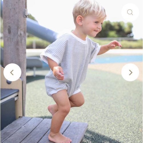 Coastline Bubble Onesie - Gray Stripe