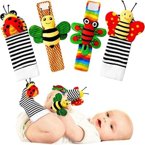 Baby Toys 0-6 Months: Baby Rattles 0-6 Months Baby Essentials for Boys Girl Infant Toys Wrist Rattles Socks Hand & Feet Newborn Essentials Must Haves Registry Search Shower Gifts for 0-3 0-12 Months
