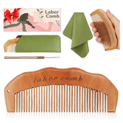 Birth Comb for Labor Pain, Natural Wooden Labor Combs for Women Pregnancy, pregnancy hospital bag essentials＆Delivery Essentials, Baby Comb ＆ Shower Comb for New Mom Gifts