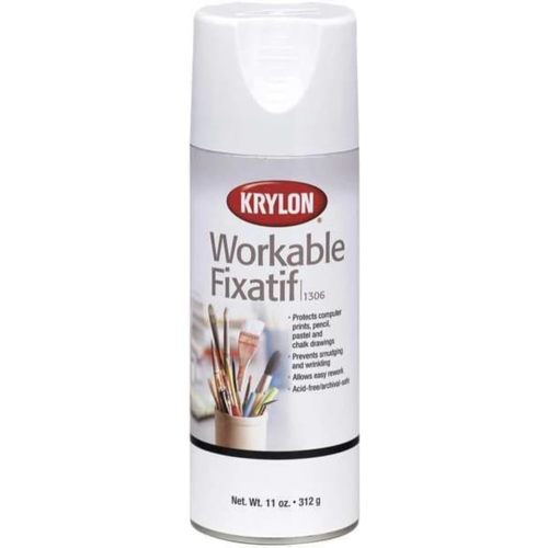 Krylon Workable Fixative Spray, Clear, Gloss, Solvent, 11 oz K01306-1 Each