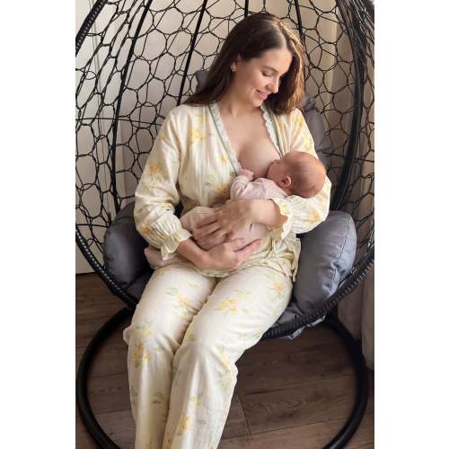 Cotton Long Sleeve Top & Pants Maternity Pajama Set | BumpBabe