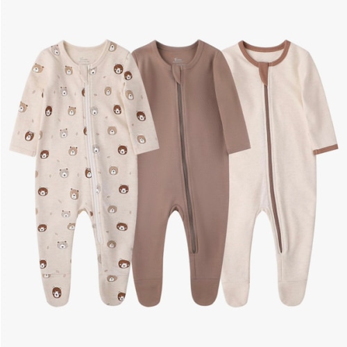 O2 BABY Baby Boys Organic Cotton Zip-Front Sleeper Pajamas, 6-12m