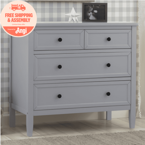 Delta Children Epic 3 Drawer Dresser with Interlocking Drawers - Greenguard Gold Certified, Grey