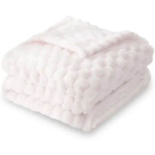 HOMRITAR Flannel Fleece Fluffy Fuzzy Blanket for Baby 3D Jacquard Soft Warm Plush Bed Blanket for Home Decor, Toddler Infant or Newborn Receiving Blanket (30 x 40 Inch, Cream)