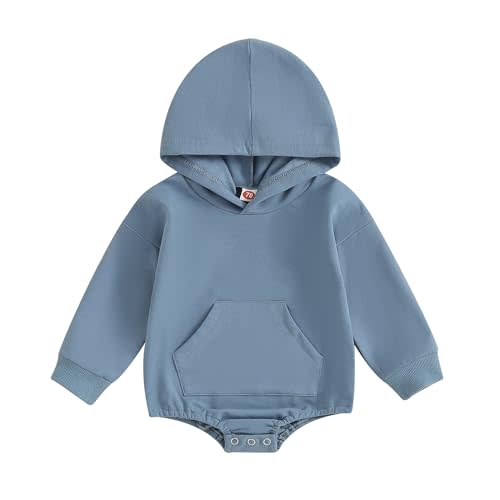 Thorn Tree Newborn Baby Boys Hooded Sweatshirt Long Sleeve Solid Romper Infant Baby Fall Winter Spring Outfits