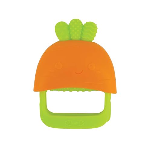 Infantino Handy Dandy Teething Mitt – Soft Silicone Teether for Babies, Develops Grasping Skills, Easy to Clean, Carrot