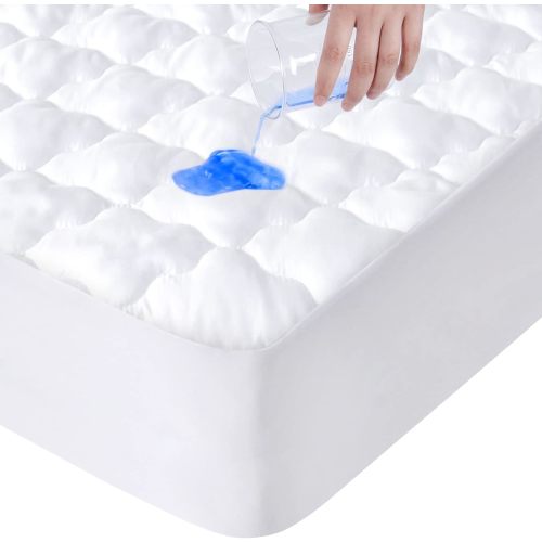 Waterproof Mattress Protector Quilted, Breathable & Noiseless Mattress Pad Cover, Fitted with Deep Pocket