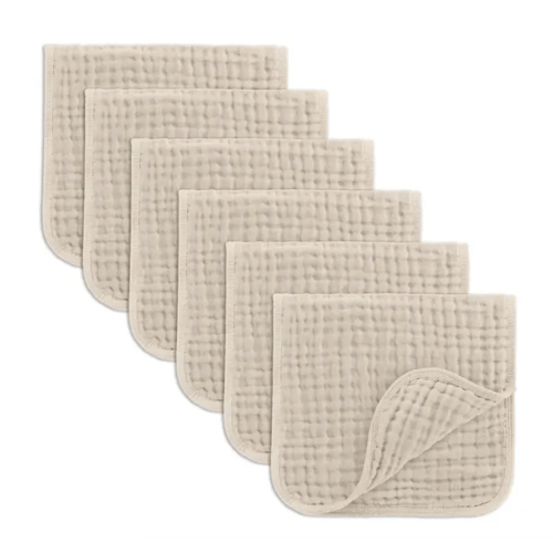 Muslin Burp Cloths (6 Pack) in Sand Colour