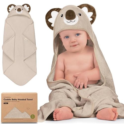 Hooded Baby Towel for Newborn - Viscose Derived from Bamboo Large Baby Bath Towels with Hood for Boys, Girls, Toddler, Extra Absorbent & Soft Newborn Bath Essentials (Koala, Regular)