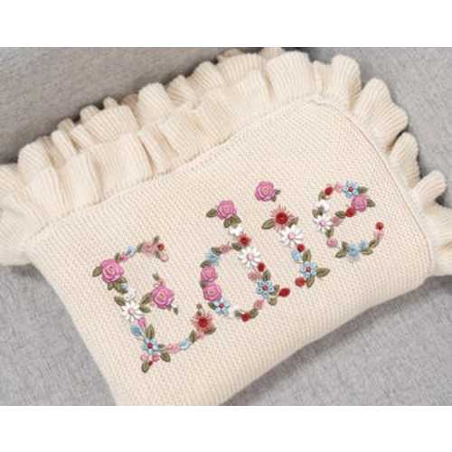 Personalized Embroidered Baby Blanket, Boho Baby Blanket, Floral Baby Blanket, Baby Knit Blanket, Newborn Gift for Baby Girl, First Birthday - Etsy