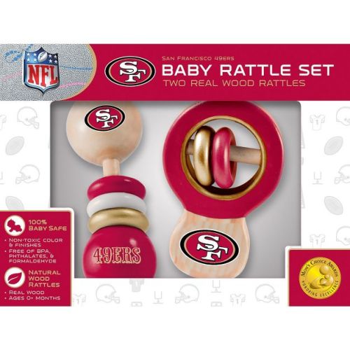 Baby Fanatic Wood Rattle 2 Pack - NFL San Francisco 49ers Baby Toy Set