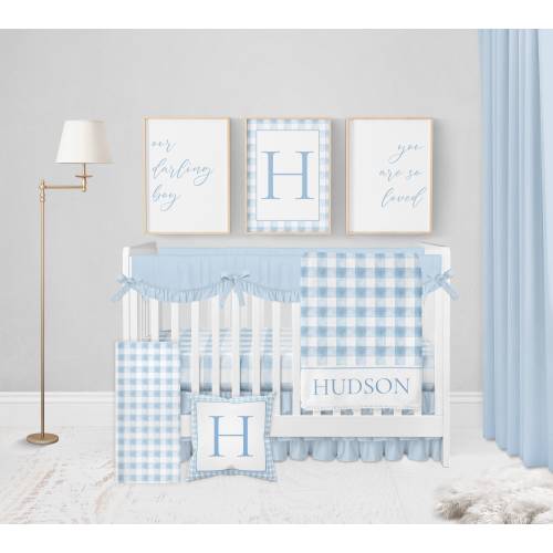 Baby Boy Crib Bedding Set, Blue Baby Bedding Crib Sets Boy, Baby Boy Nursery, Boy Nursery Bedding Set Boy, Blue Gingham Crib Bedding Set Boy
