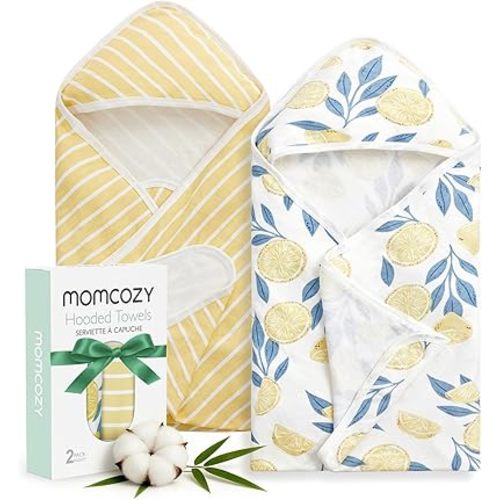 Momcozy Baby Towel with Hooded - Ultra Soft & Absorbent Large Bath Towel Set for Comfort & Gentle on Baby's Skin - Med Thick& Durable -Shower Gift & Bath Essential for Newborn, Infant, Toddler