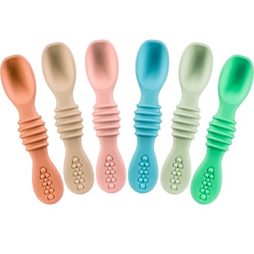 Silicone Baby Spoons First Stage Infant Feeding Spoon for Baby Led Weaning BPA Lead Phthalate and Plastic Free, Great Gift Set