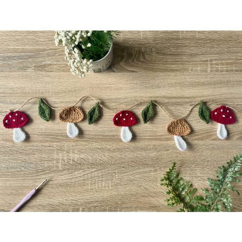 Crochet Mushroom Garland | Toadstool Garland | Wall Hanging | Home Decor