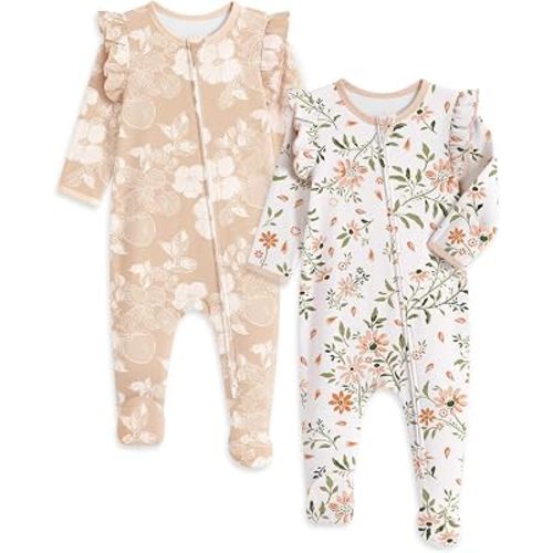 Yoofoss Baby Sleepers Baby Girl Clothes 100% Organic Cotton Pajamas for Newborn 0-3 3-6 6-9 Months Sleep and Play Pjs