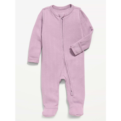Ribbed 2-Way-Zip Sleep & Play Footed One-Piece for Baby