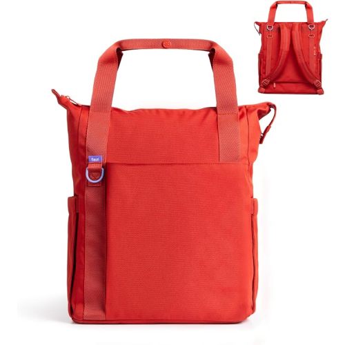 Ubbi Fleuri All-Day Diaper Bag Backpack, Easy-Clean, Wild Poppy